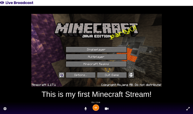 Live broadcast of minecraft streaming
