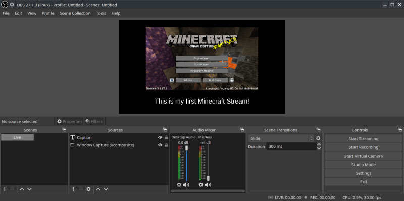 How to stream Minecrawft with OBS