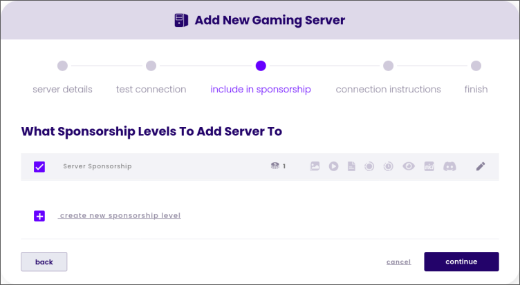 glimpse server sponsorship level