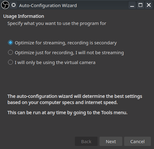 obs auto-configuration wizard