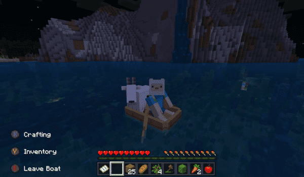 goat riding on a boat minecraft